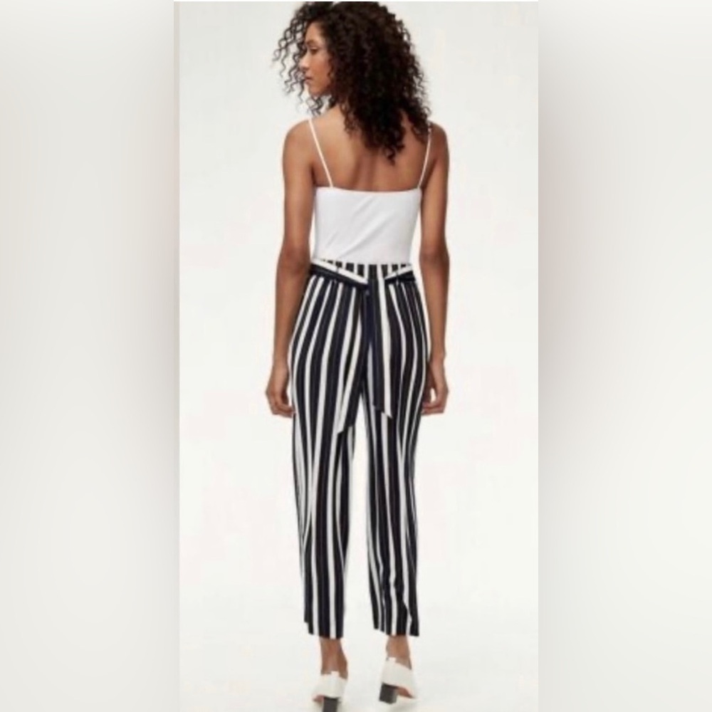 Wilfred Faun pants high - rise cropped flowy leg striped waist tie - Picture 2 of 12